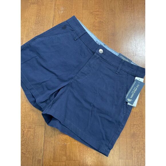 U.S. Polo Assn. Pants - New U.S. Polo Assn Chino Shorts Women 11 Navy Blue Stretch Casual Mid Rise